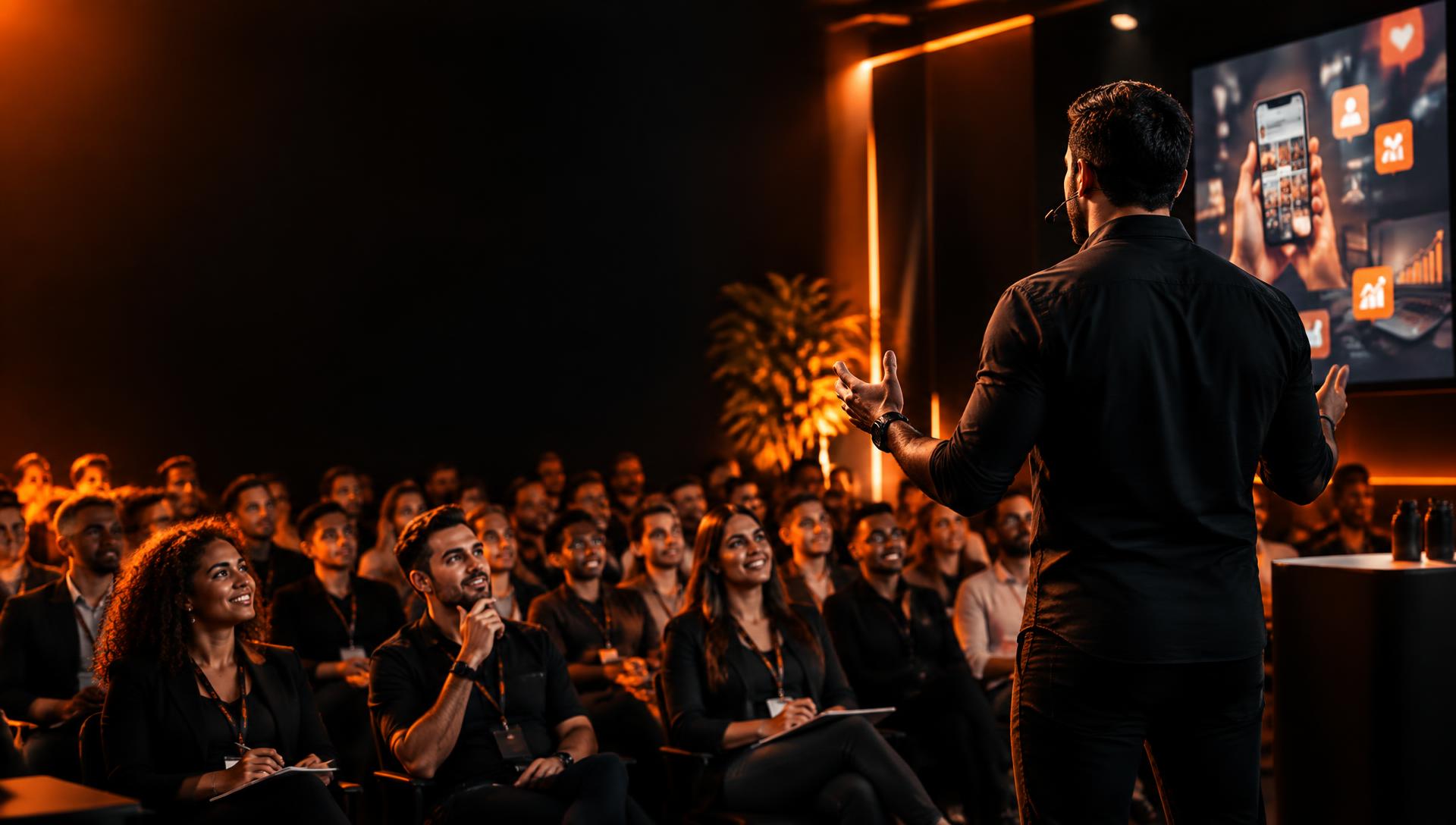 Profissionais participando de uma imersão de marketing digital